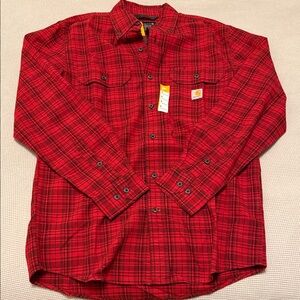 Carhartt Men's Bold Red Checkered Shirt
